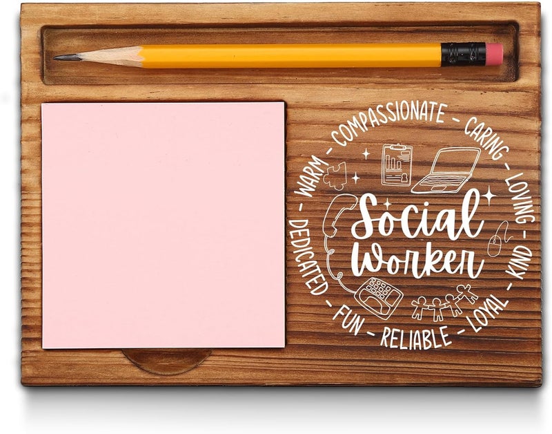 akeke Social Worker Appreciation Thank You Gifts, Social Worker Sticky Note Holder, Social Worker Office Desk Decor Self-Stick Note Pad Holders GAA22 - Image 1